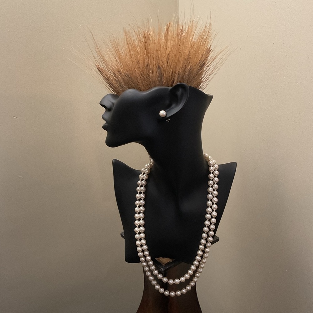 Ciner Vintage Double Faux Strands Pearl Necklace.